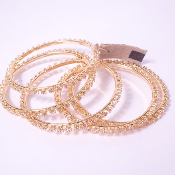 Neiman Marcus Lee Angel Safina Gold Crystal Bangle Bracelet Set 5 NWT 240 - Picture 7 of 10